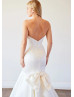 Strapless Ivory Satin Classic Wedding Dress With Detachable Bow